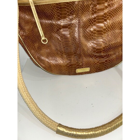 Adrienne Vittadini Vintage Women’s Leather Large Hobo Messenger Bag Snakeskin - Picture 3 of 11